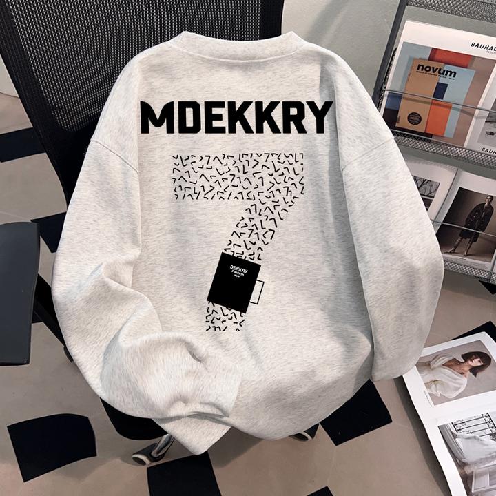 Dekkry潮牌美式白灰色个性高级感t恤秋冬季纯棉长袖男女重磅上衣