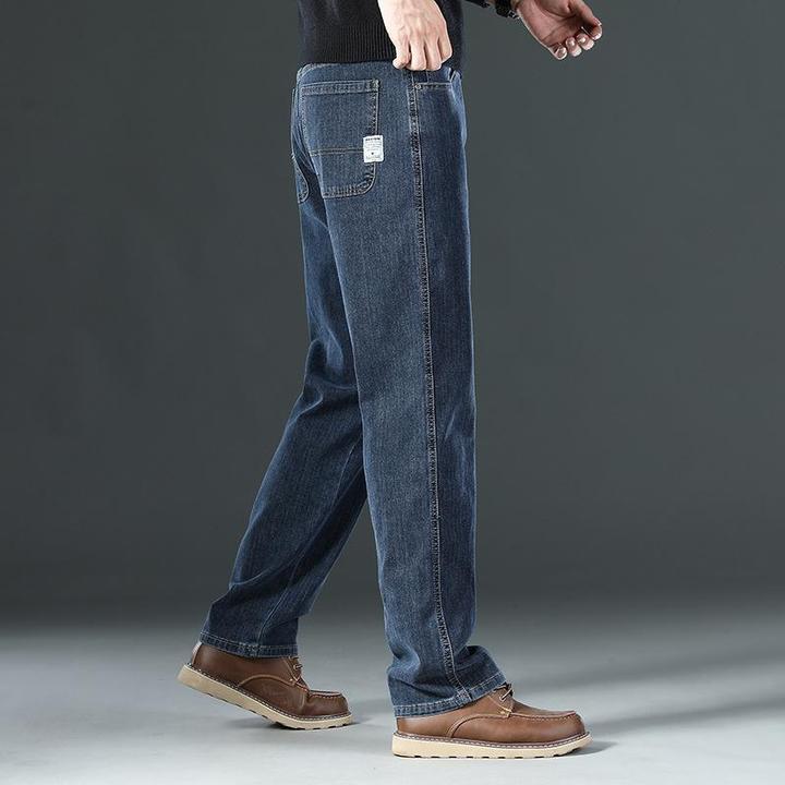 秋季款牛仔裤男宽松直筒弹力2025秋季新款中年休闲大码休闲长裤子
