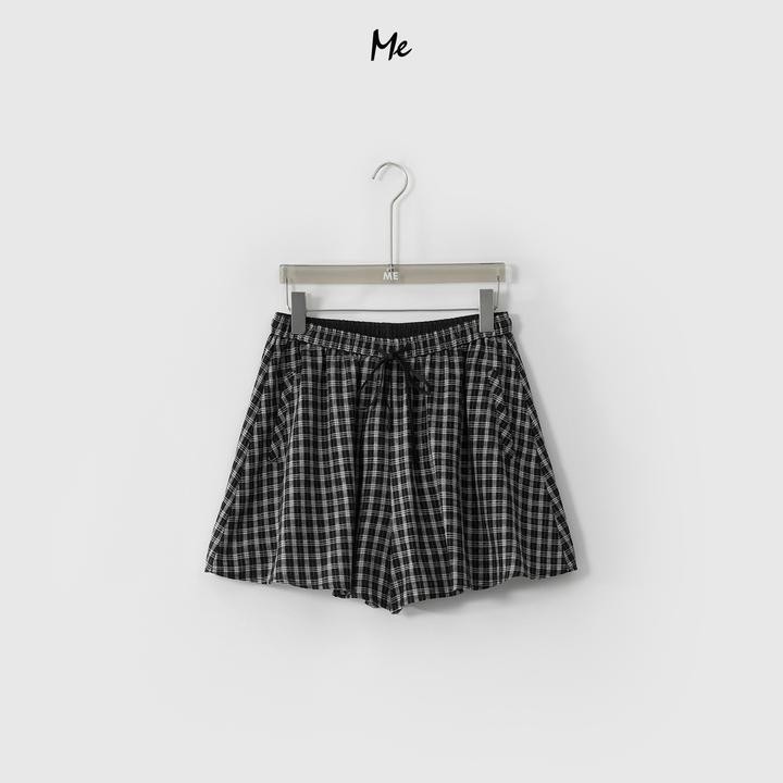 ME【100%天丝格子花苞短裤】学院风高腰显瘦百搭休闲短裤MESS4526