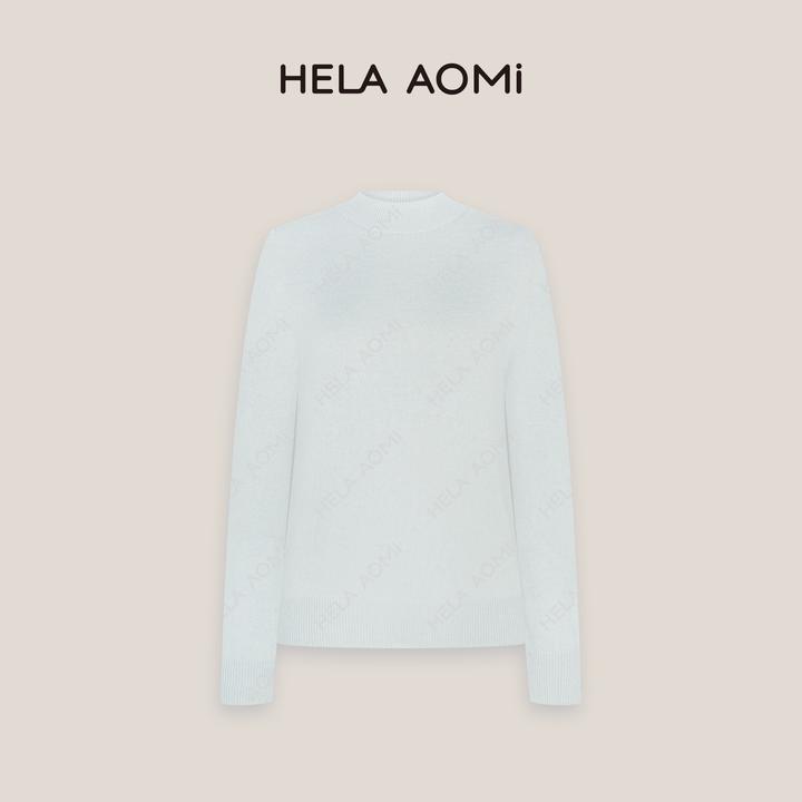 HELA AOMI“30%山羊绒”绵羊毛简约半高领罗纹宽松上衣CY5CC32495
