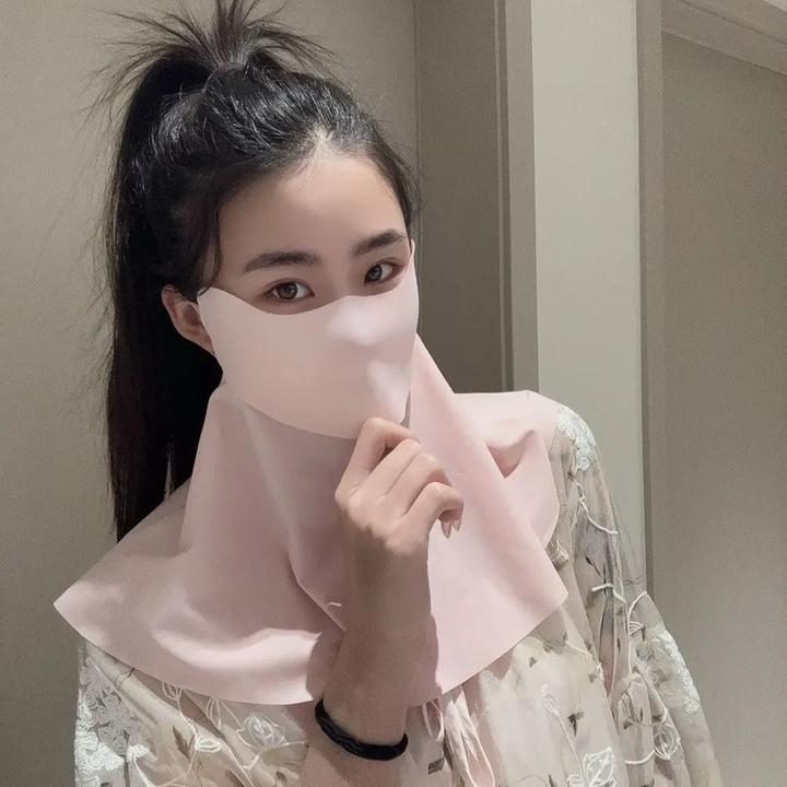 夏季冰丝防晒口罩女护颈防紫外线骑行户外透气遮阳面罩