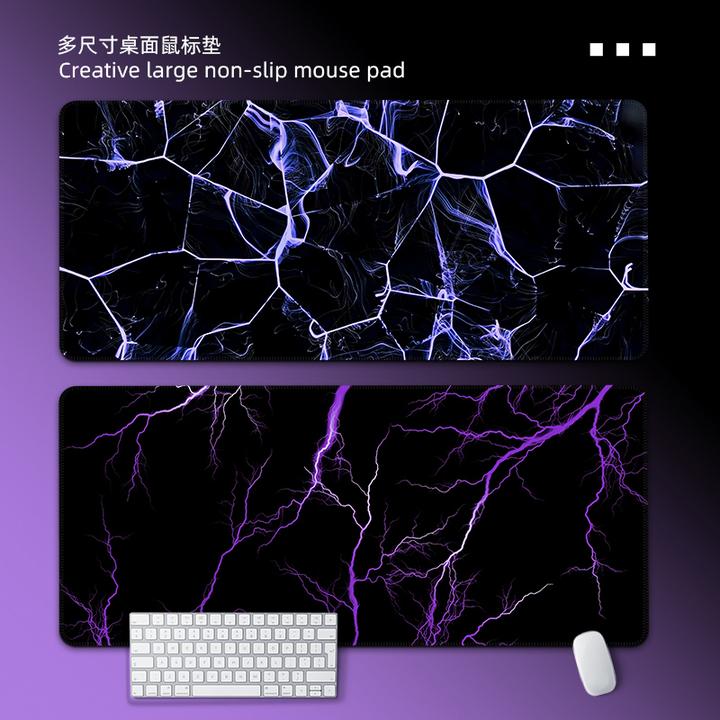 电竞鼠标垫超大号电脑桌垫紫色闪电键盘垫男生游戏专用滑鼠垫定制
