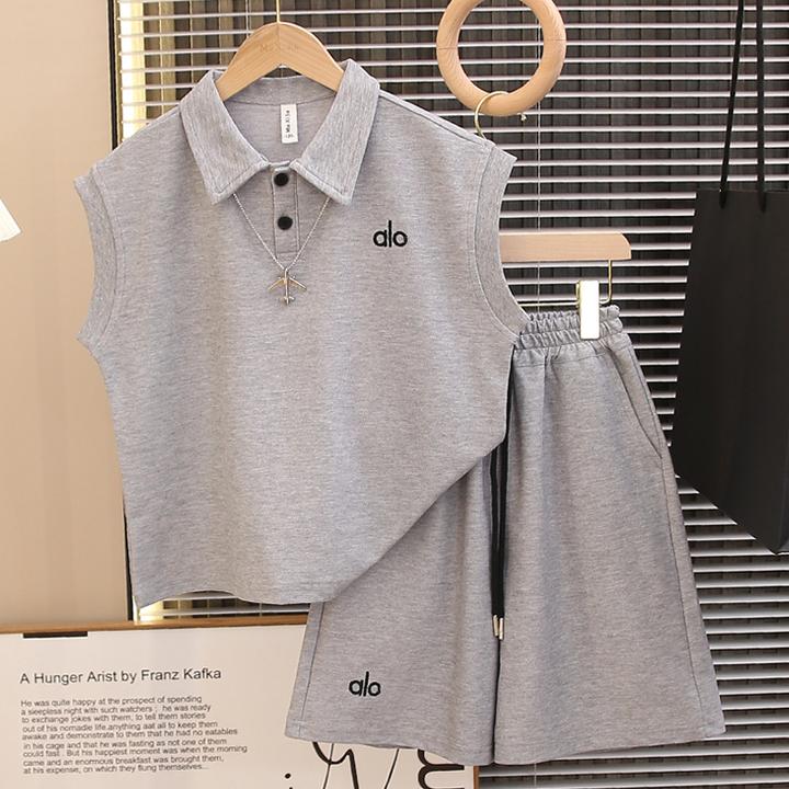 儿童装男童夏装无袖背心套装2025新款夏季中大童运动夏款速干冰丝