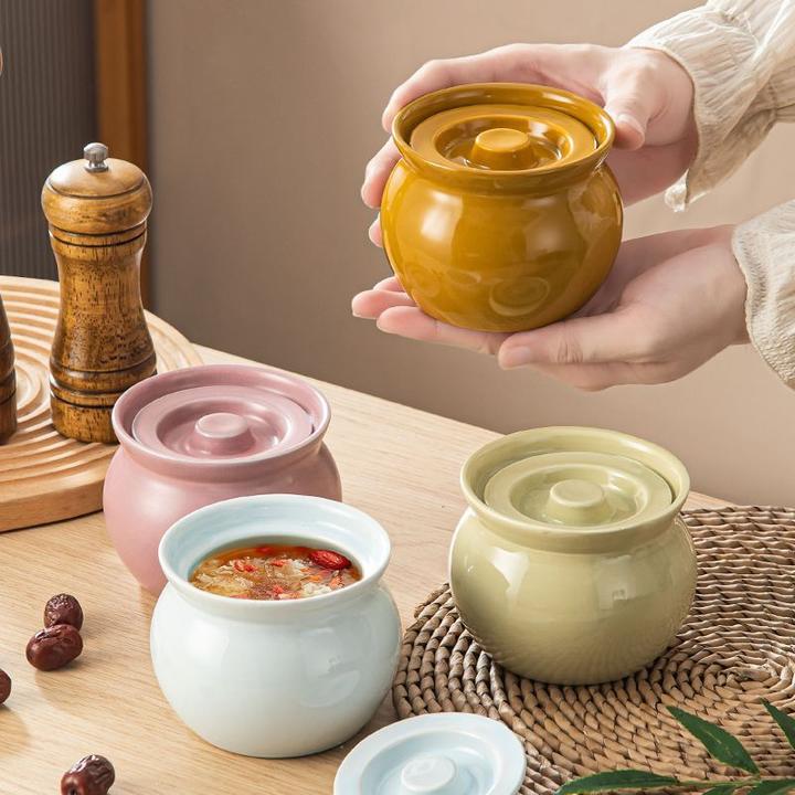 南昌瓦罐陶瓷炖盅隔水炖汤罐沙县小吃炖罐带盖家用酒店餐饮蒸蛋碗