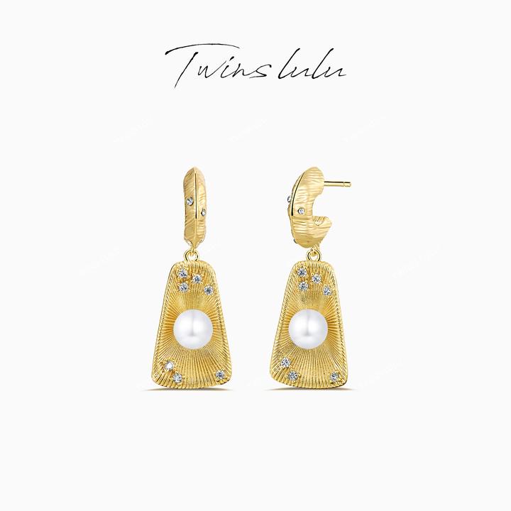 TWINS LULU 镀K金 气质小众时尚法式复古珠珠耳环新年款TSL1874