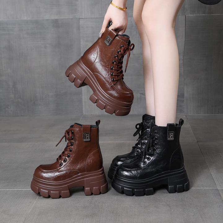 马丁靴女10厘米小个子厚底冬季加绒厚皮毛一体东北抗寒保暖厚棉靴
