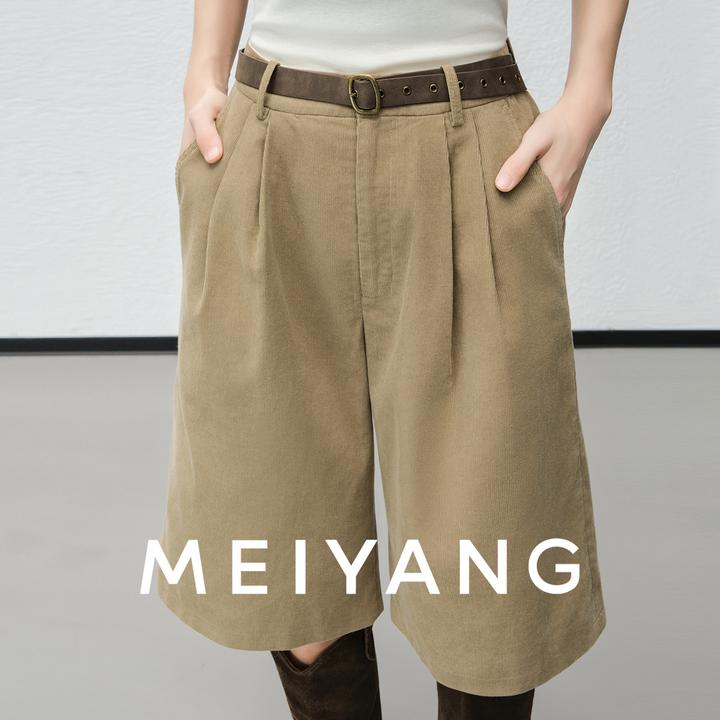 A美洋MEIYANG 麦丘中裤【琥珀流光】 灯芯绒宽松阔腿五分裤-周四