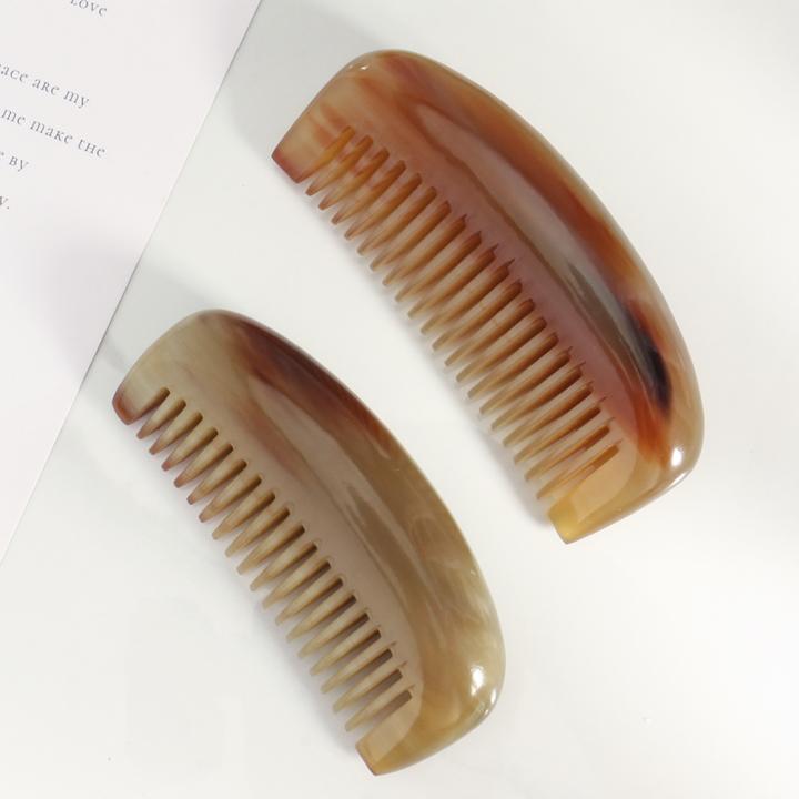 一把装可爱小胖梳天然牛角加厚便携梳密齿可按摩头皮长约8.5-10CM