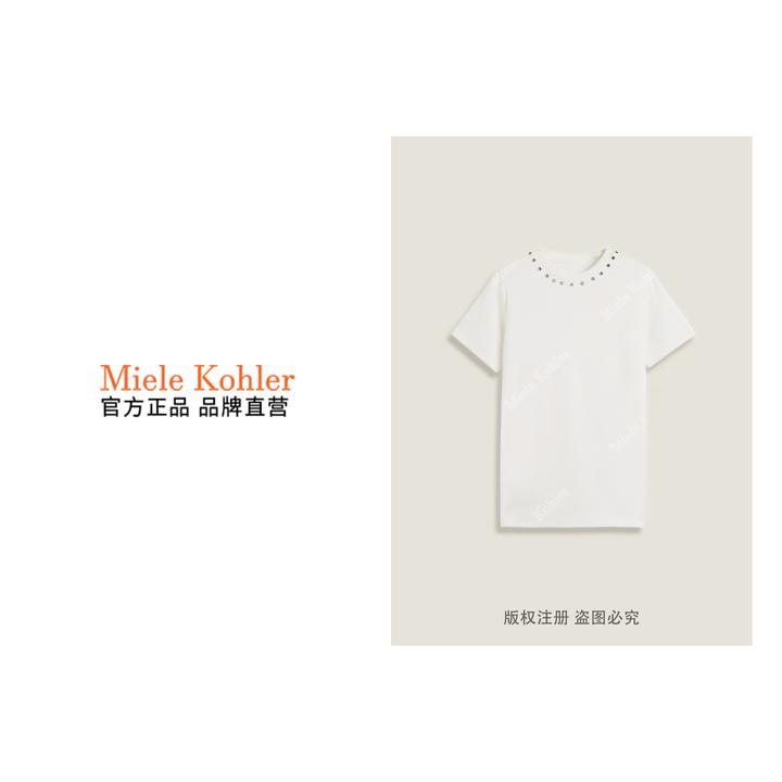 夏季新款潮痞铆钉钢印宽松圆领短袖T恤MKKQ89700【澳门小源同款】