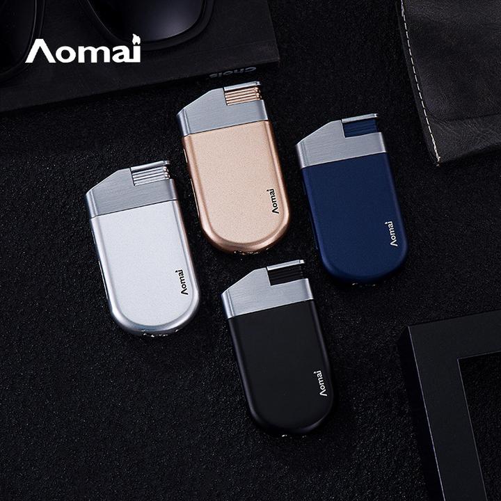 奥麦AM7209防风充气打火机超薄便携潮流烟斗斜火直冲创意礼物金属