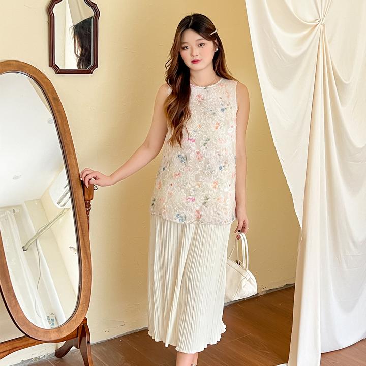 【专属运费补贴】大码百分百显瘦百搭假两件百褶新中式连衣裙1708