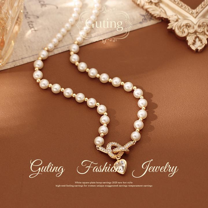 铜合金项链 6546串珠金色满钻绳结项链女轻奢小众锁骨链高级颈链