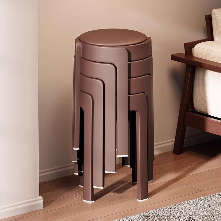 高端塑料凳子家用结实耐用餐厅可叠放备用餐桌椅客厅特厚风车圆凳