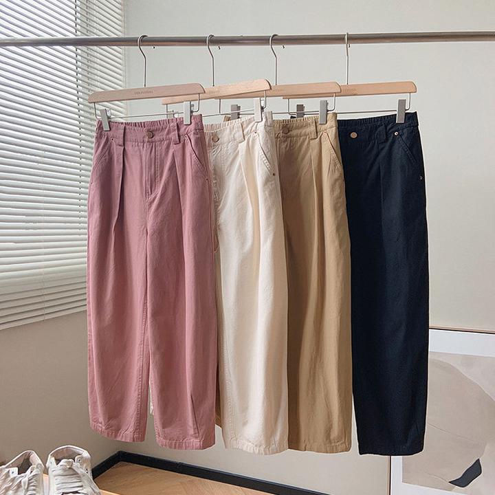 小个子九分休闲裤女2025秋季新款高腰显瘦宽松阔腿直筒哈伦裤子潮