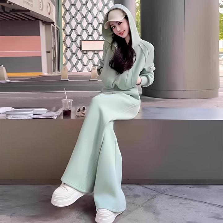 春秋季休闲运动套装女春秋冬季时尚高级感减龄卫衣阔腿裤两件套潮