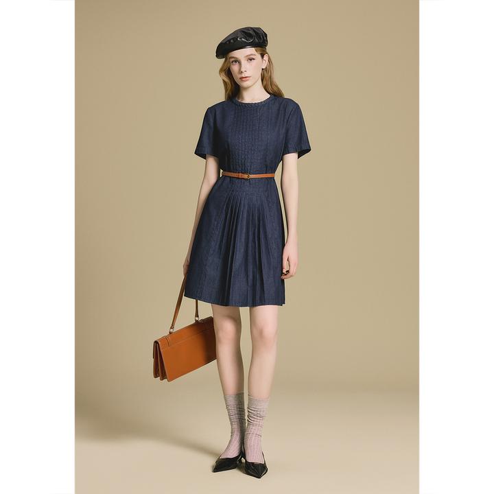 PSALTER诗篇 2025夏季新款时尚轻奢风气质牛仔连衣裙6C65305023