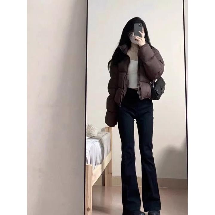 2025冬季新款咖色短款立领超好看棉服外套女高级感小个子面包服