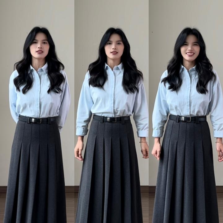 毛呢百褶裙学院风长裙显瘦高腰A字百搭半身裙秋冬中长款