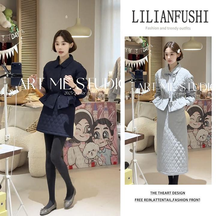 今年流行漂亮套装2025新款设计感收腰长袖外套显瘦半身裙两件套女