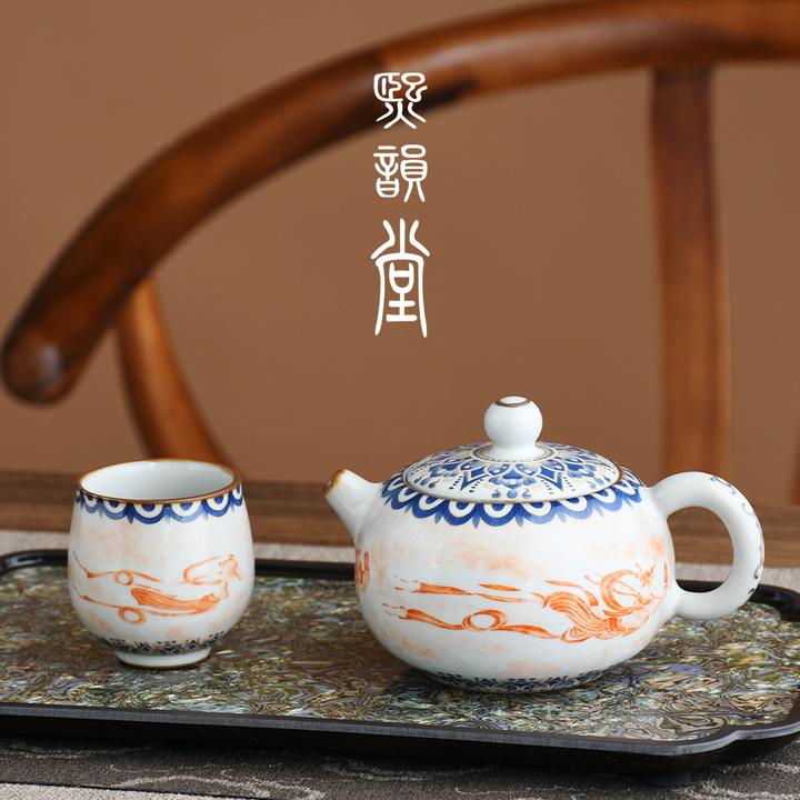 汝窑开片可养陶瓷茶杯盖碗茶盏品茗龙胆杯西施壶茶壶泡茶功夫茶壶