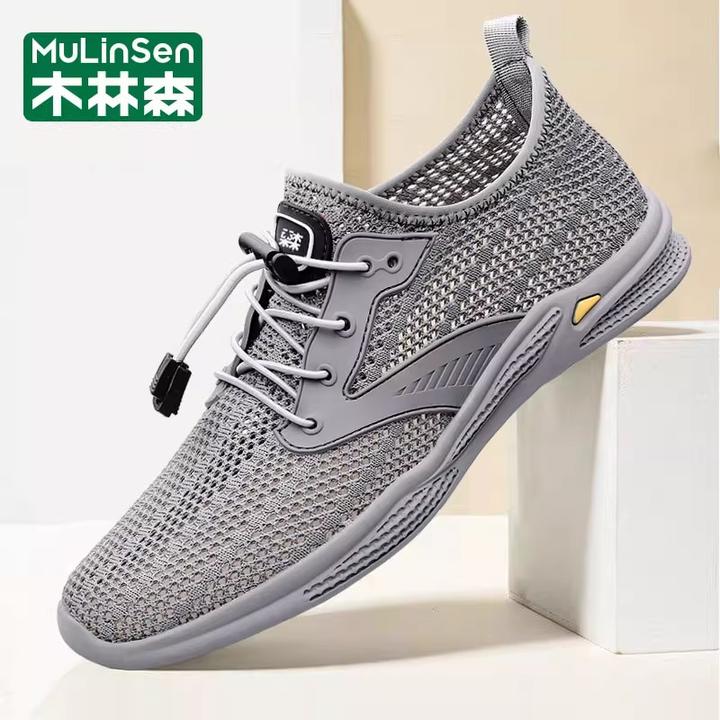 木林森男鞋春秋镂空网面鞋男薄款透气运动休闲鞋时尚软底飞织鞋子