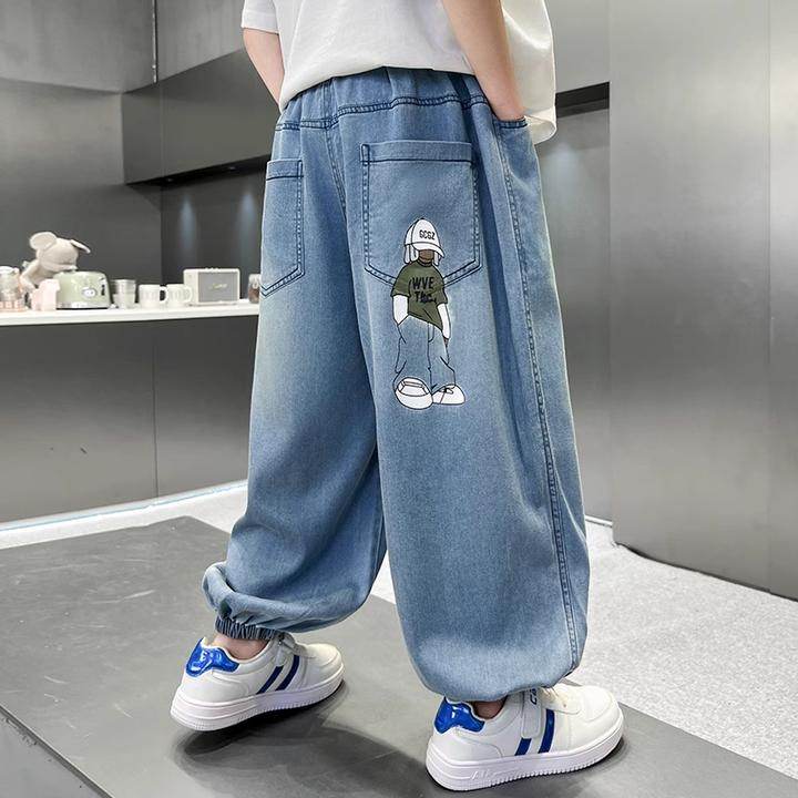 （天丝莱赛尔）儿童男童夏防蚊裤2025新款男孩夏季薄款牛仔裤子大