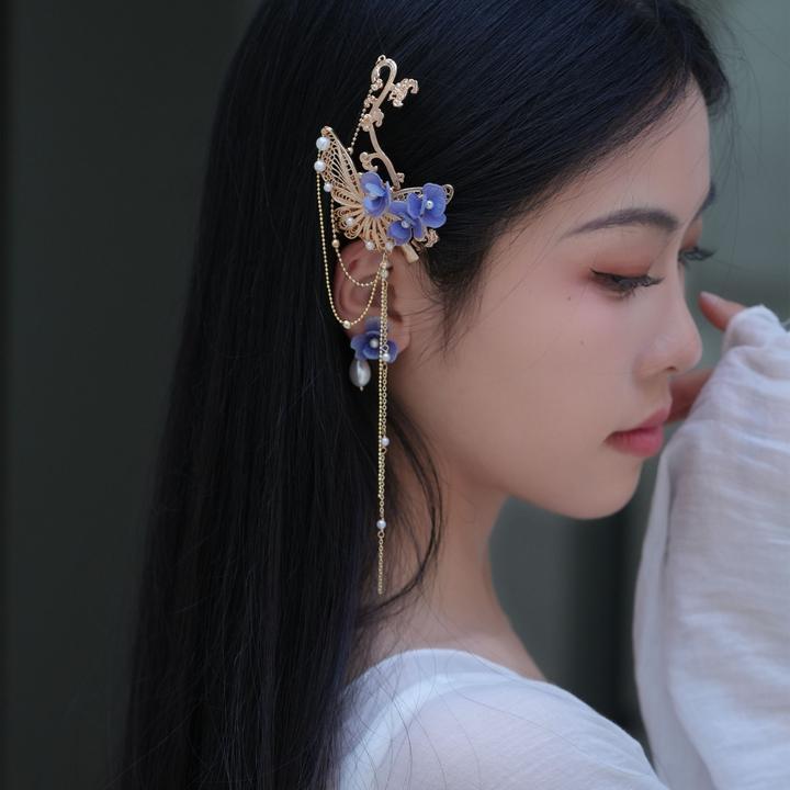 吾珥紫鸢系列边夹/HFZY010 国风原创设计仙气发夹