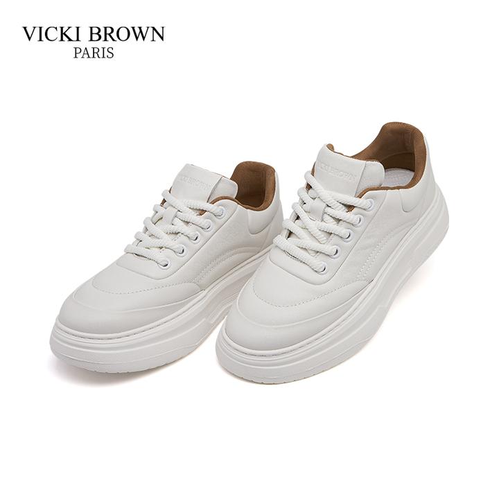 VICKI BROWN法国品牌潮鞋男白低帮鞋厚底鞋子时尚休闲鞋