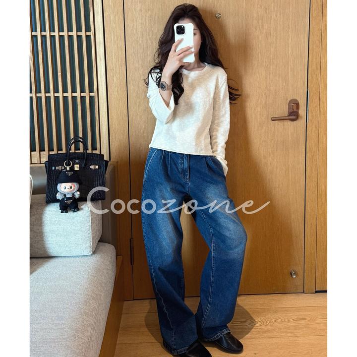 COCO ZONE刘一一”匠心牛仔裤“水洗自然质感牛仔裤 CD1A1217