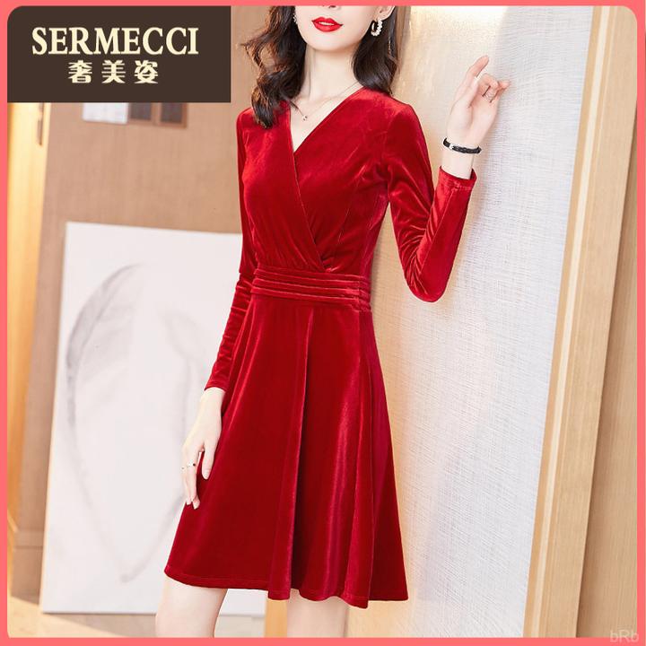 新款奢美姿连衣裙2025修身显瘦上档次气质黑色洋气秋冬裙子