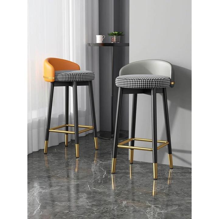 吧台椅现代简约酒吧椅前台吧凳家用吧台椅子铁艺轻奢收银台高脚凳