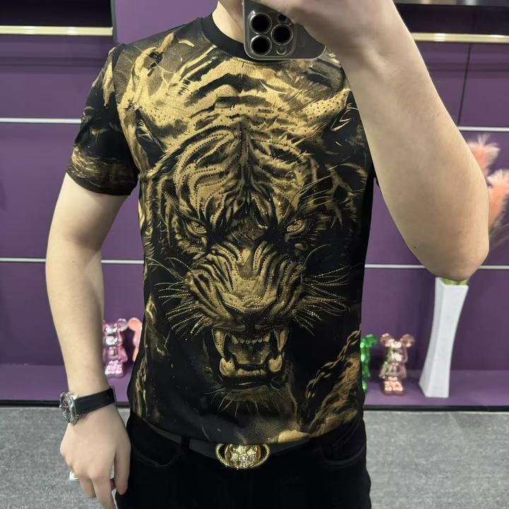 2025夏季新款高品质轻奢短袖T恤男虎头68218