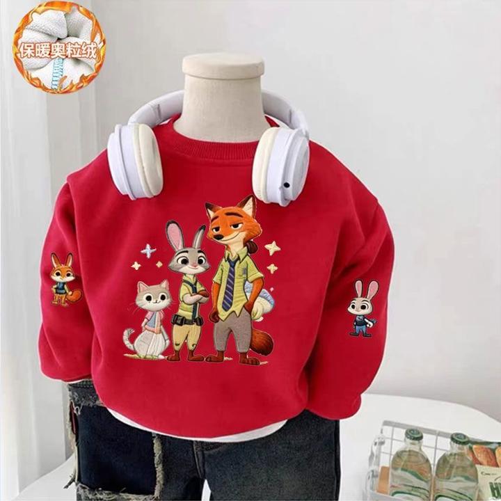 儿童2026款冬新年红色衣服加绒卫衣洋气圣诞时尚女童加厚帅气上衣
