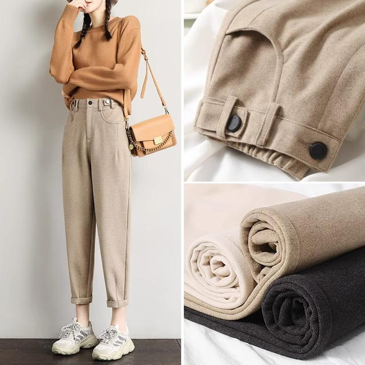 毛呢老爹裤子女2025年秋冬新款宽松显瘦百搭哈伦裤直筒休闲萝卜裤