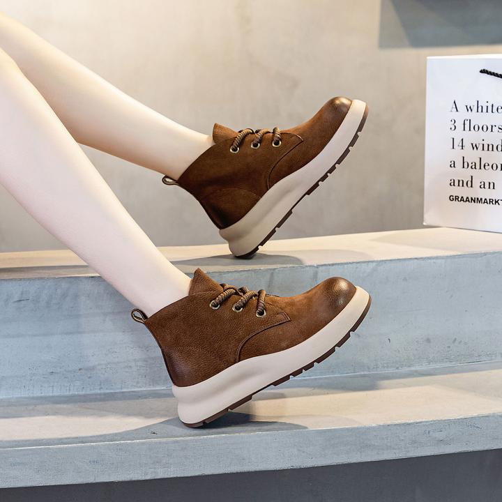头层牛皮高帮鞋子女2024新款秋冬季百搭休闲板鞋平底运动鞋子爆款