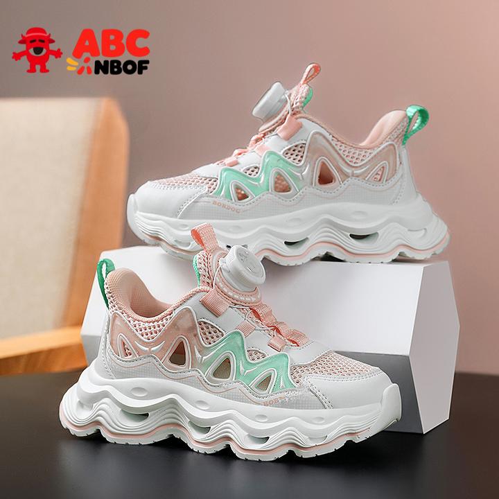 ABC NBOF女童镂空透气凉鞋6-15夏女孩子单网轻便框子鞋女童跑步鞋