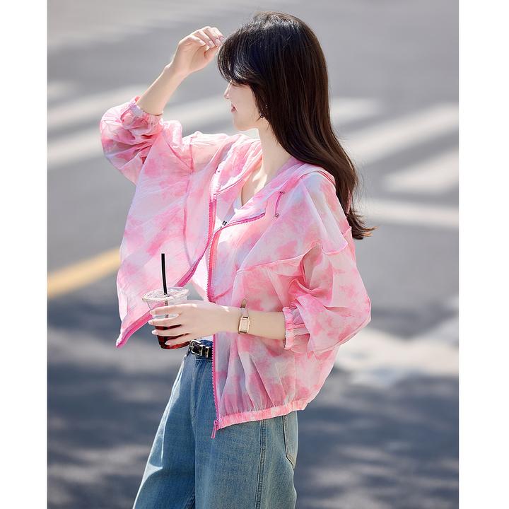 尚静轻薄微透遮阳连帽短外套2025夏季新款时尚休闲百搭宽松舒适