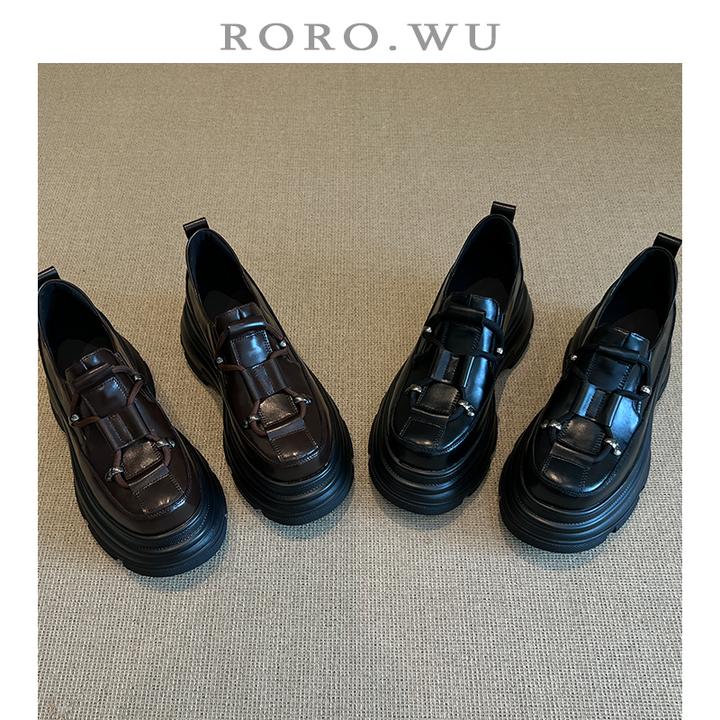 娆娆吴·牛皮高级感精致厚底7cm减龄机车风时尚日常百搭单鞋A232