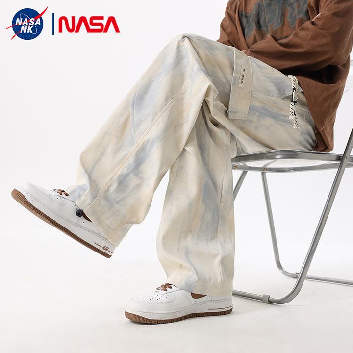 NASA联名秋季多口袋工装裤男款宽松阔腿裤子美式潮牌休闲裤直筒裤