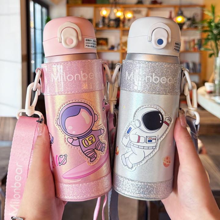 儿童保温杯子纯钛水杯带杯套吸管杯小学生幼儿园上学专用水壶防摔
