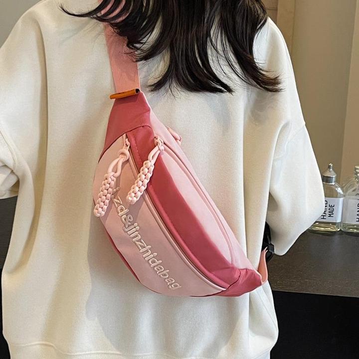 日系撞色胸包女2025新款夏季学生可爱少女斜挎包运动骑行单肩腰包