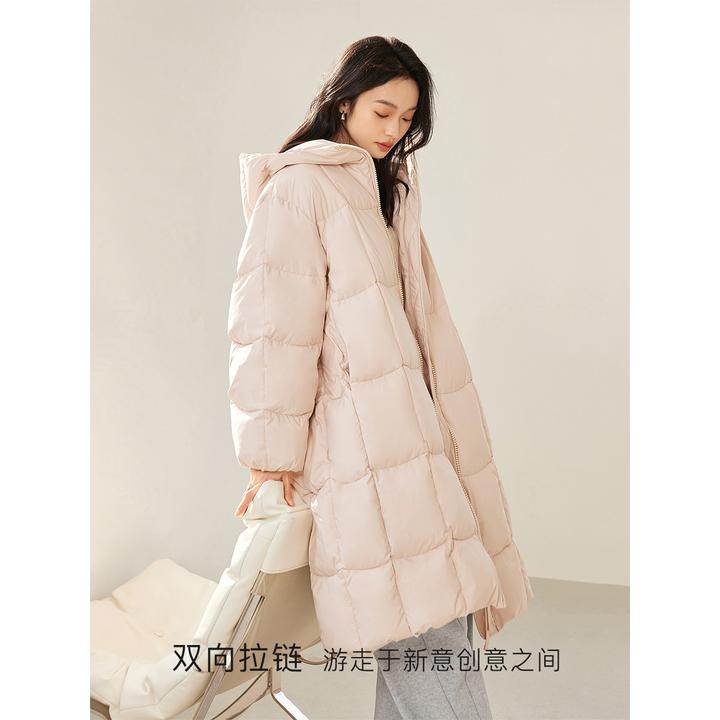 对白90白鸭绒加厚中长款立领羽绒服女2025冬季新款高级感连帽外套