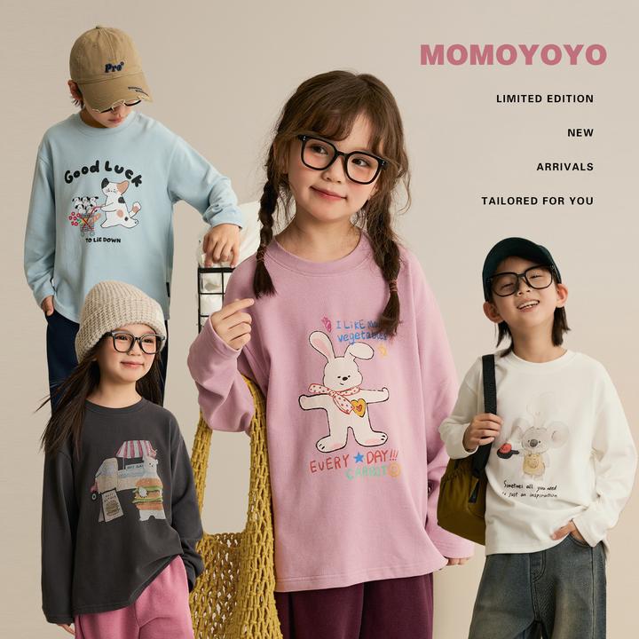 【童趣派对】儿童秋装宽松插画印花圆领T恤女童长袖上衣8391X