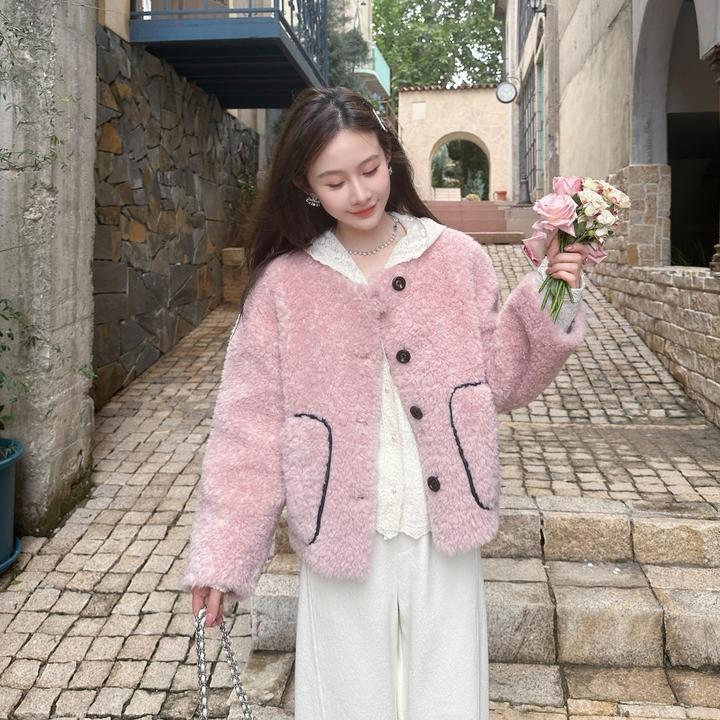 ZYY【云川映月】2025S/S新品新款法式小香风羊羔绒外套X25QDWT04274