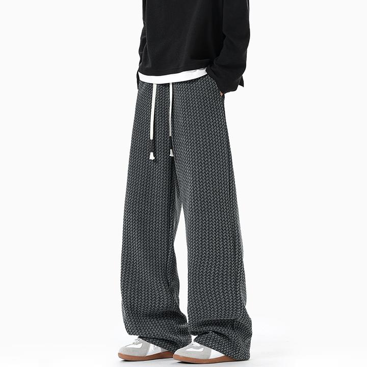 肌理提花裤子男款春秋潮牌痞帅直筒宽松长裤垂感重磅阔腿休闲裤男