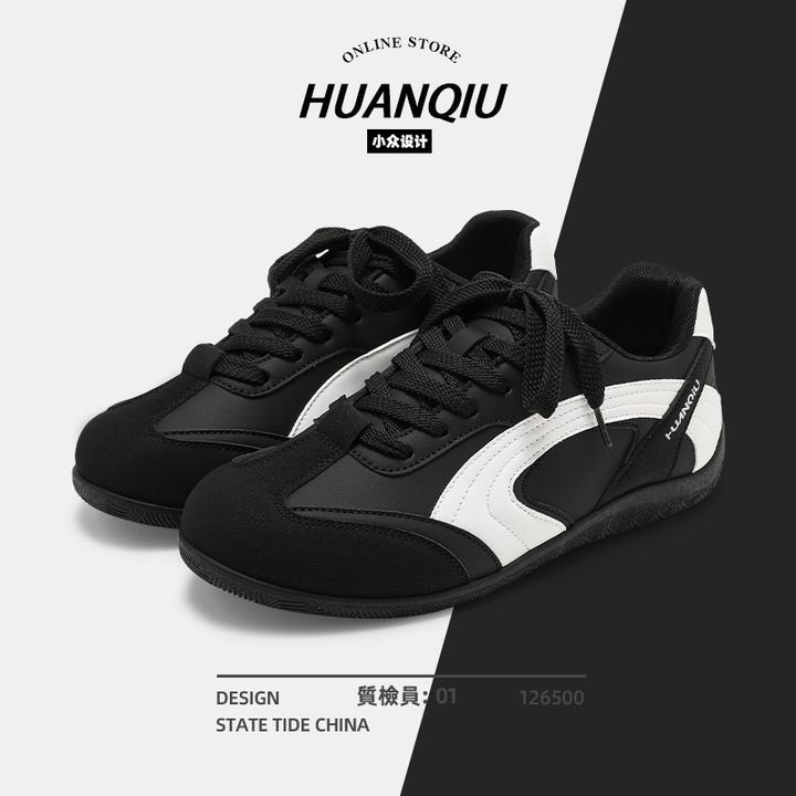 环球休闲薄底德训鞋男款2025新款秋季黑色鞋子板鞋百搭低帮赛车鞋