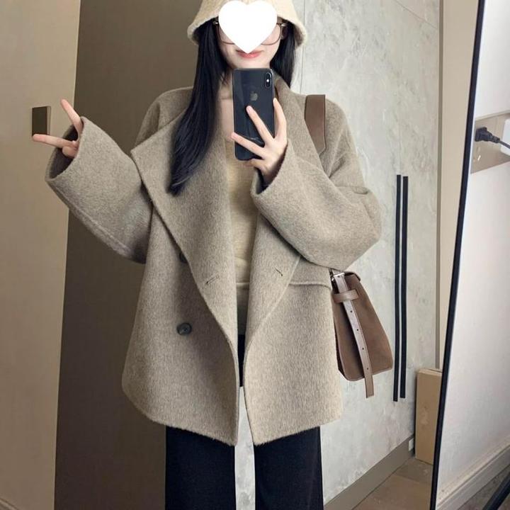 韩系毛呢子大衣女2025新款小个子宽松毛呢外套气质秋冬款慵懒风