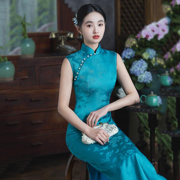 碧漪凝秀 | 年轻款高档气质人丝提花旗袍2025夏季新款改良日常装