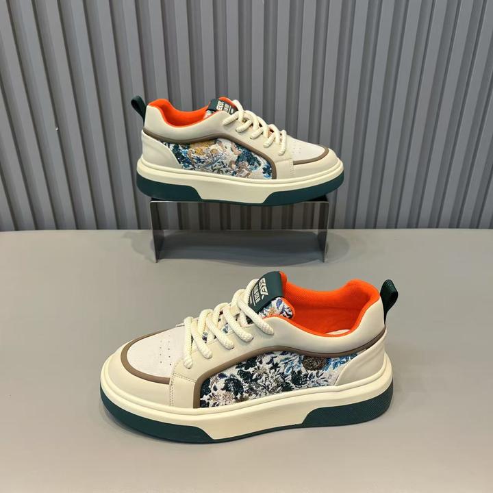 男鞋2025潮流时尚拼色百搭休闲板鞋低帮系带厚底小众个性男生潮鞋