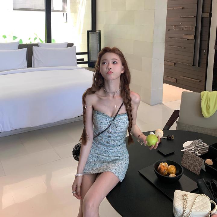 ssruan裙子性感风休闲千金风时尚套装短裙收腰连衣裙性感小众碎花